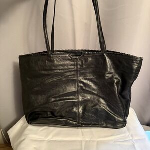 Latico East West Soft Leather Tote Bag Purse Black Double Strap Handbag